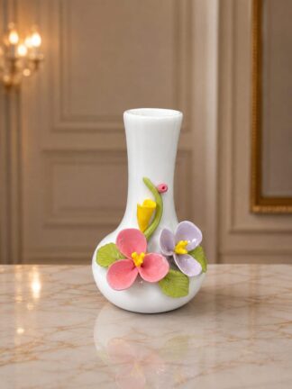 Vasinho liso flor de sakura rosa e lilas